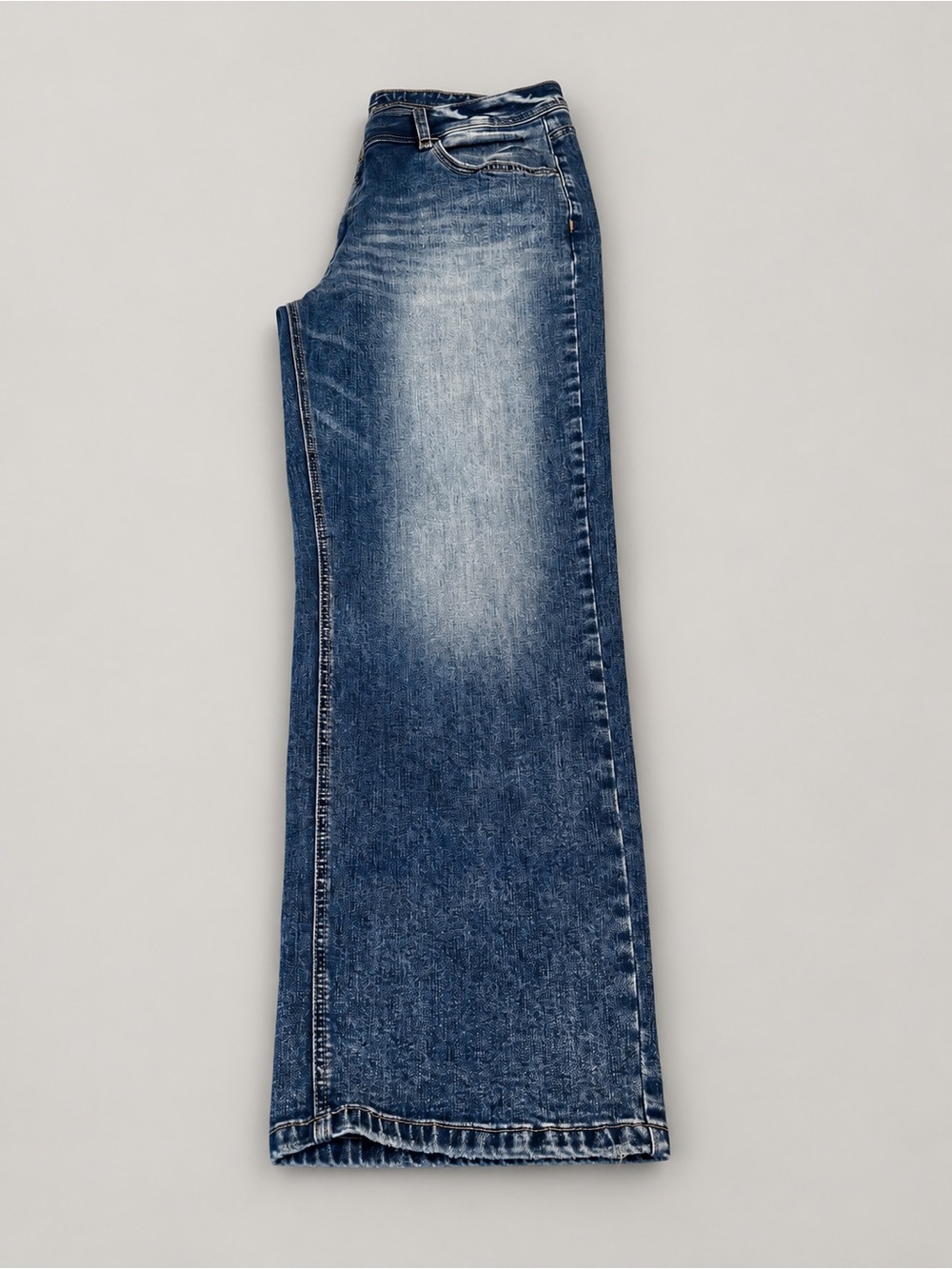 FLAMINGALS Wide Leg Faded Blue Denim Jeans Size XL - Picture 4 of 7